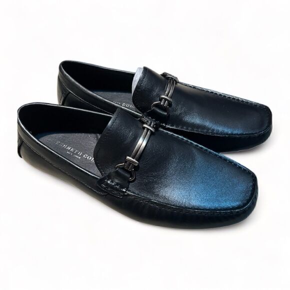 Kenneth Cole New York Mens Black Leather Slip On Shoes Loafers Just My Type Sz 8 - Picture 1 of 6